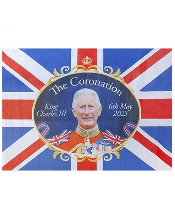 King Charles Coronation Material Flag - 85cm x 60cm