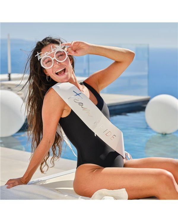 Silver &#039;Team Bride&#039; Sash (6pk)