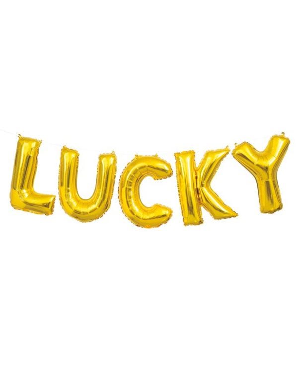 LUCKY gold Balloon Bunting
