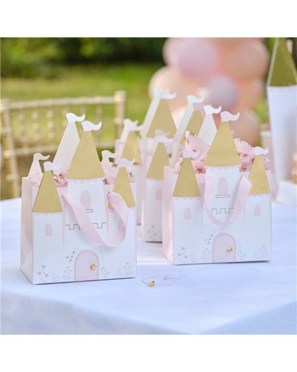 Princess Castle Paper Party Bags &amp; Bracelets (5pk)