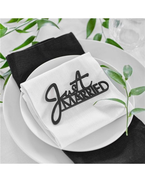 Contemporary Wedding Black Wooden &#039;Just Married&#039; Decoration (6pk)