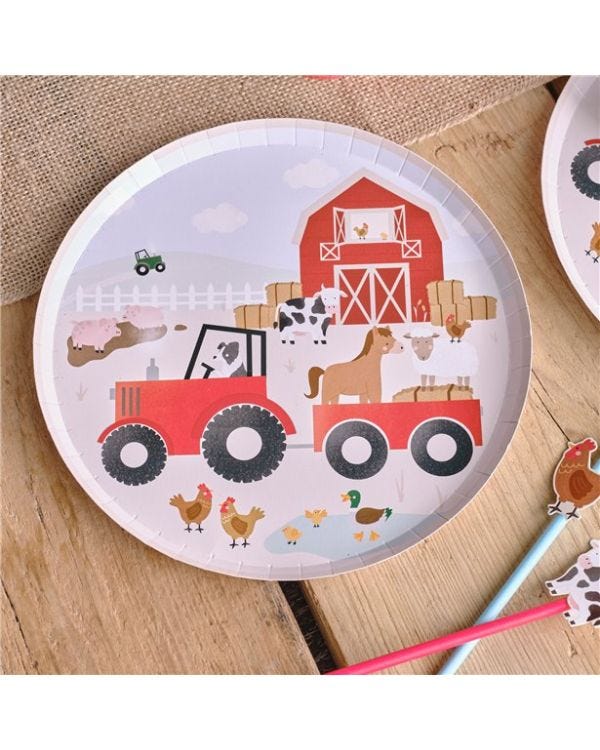 Farm Friends Paper Plates - 25cm (8pk)