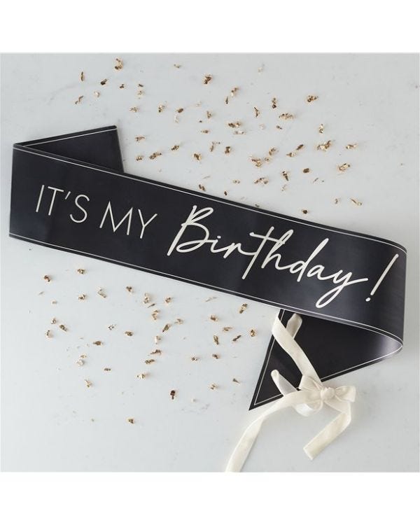 Black and Nude &#039;It&#039;s my Birthday&#039; Sash