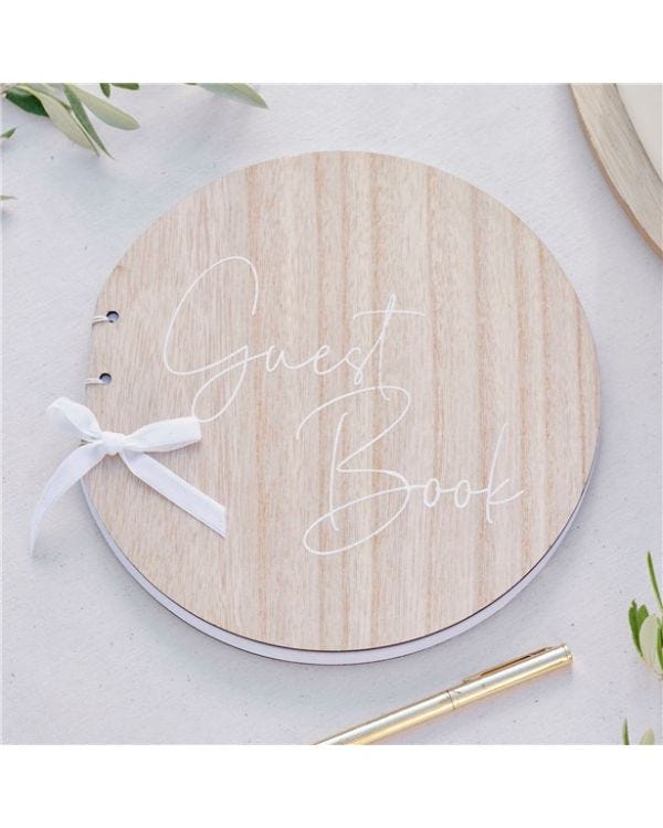 Secret Garden Round Wooden Guest Book