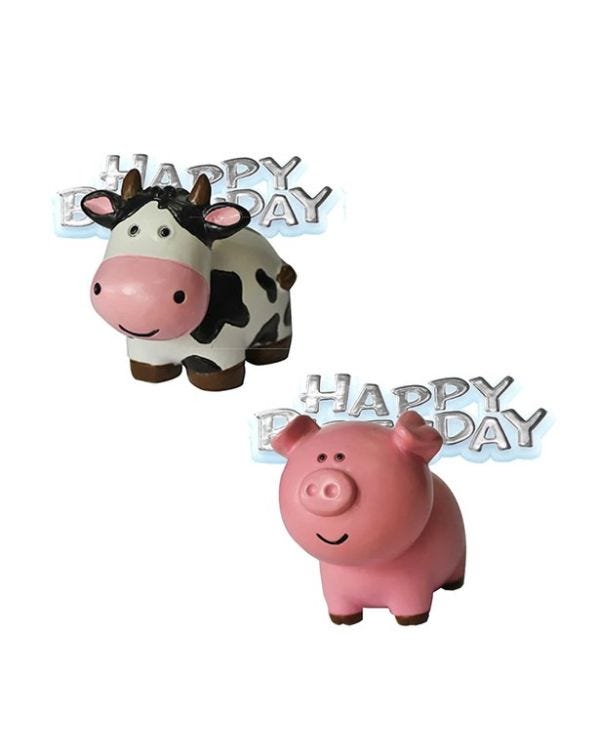 Farm Animals &amp; Happy Birthday Cake Toppers