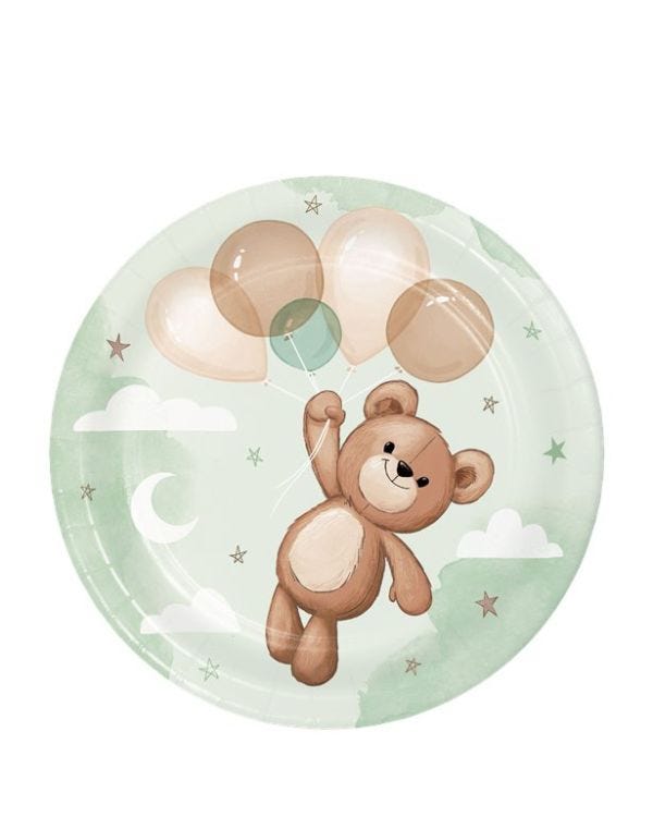 Teddy Bear Paper Dessert Plates - 18cm