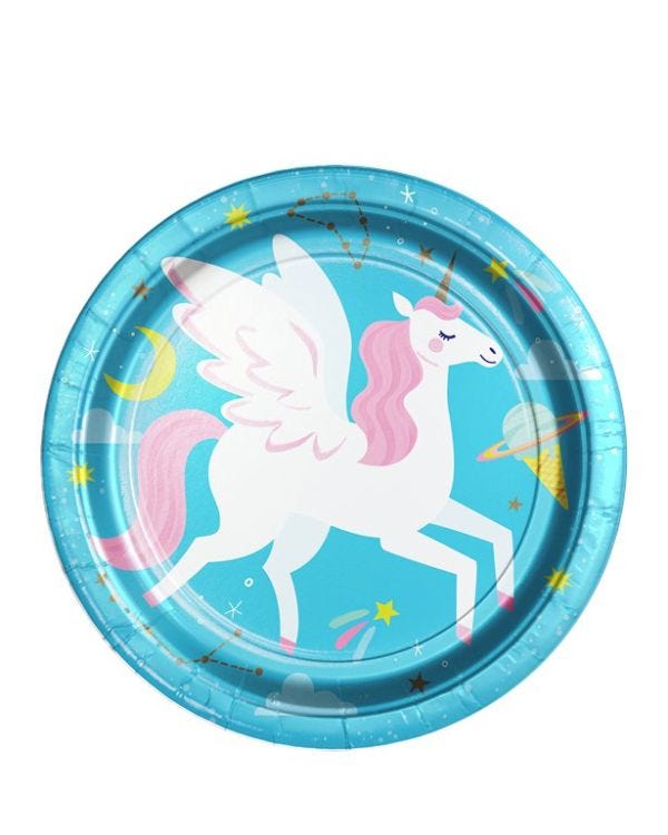 Unicorn Galaxy Paper Dessert Plates - 18cm (8pk)