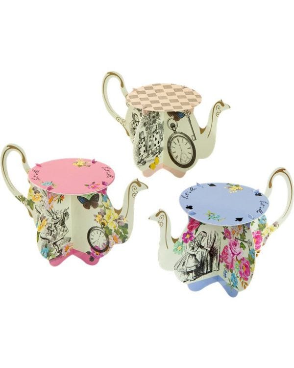 Alice in Wonderland Teapot Cake Stands - 8cm (6pk)