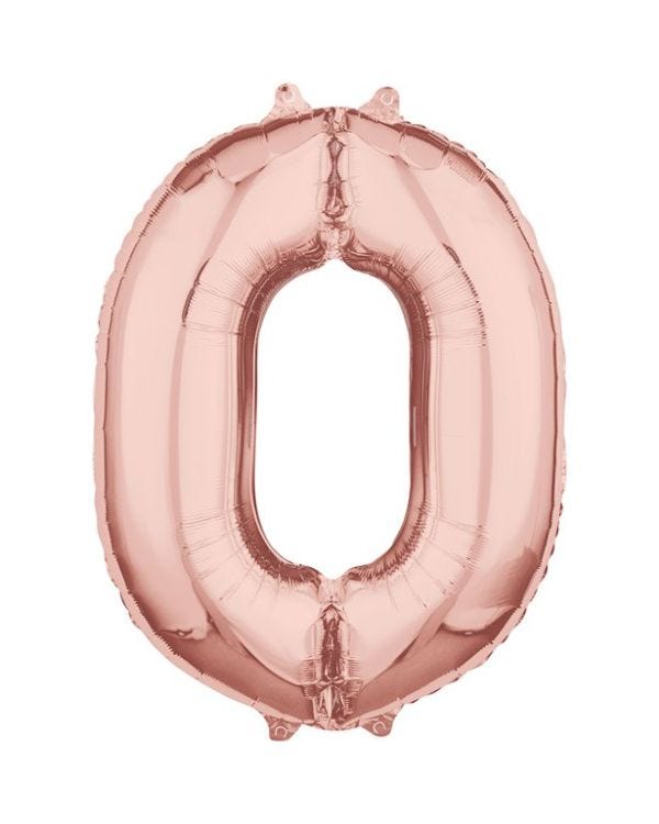 Rose Gold Number 0 Balloon - 26&quot; Foil