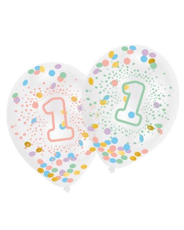 Pastel Rainbow 1st Birthday Confetti Balloons - 11&quot; (6pk)