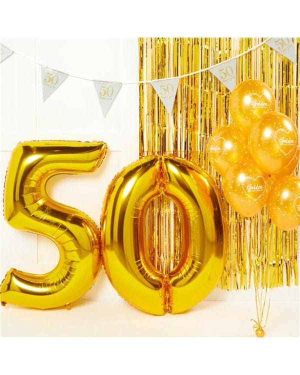 50th Gold Wedding Anniversary Decorating Kit
