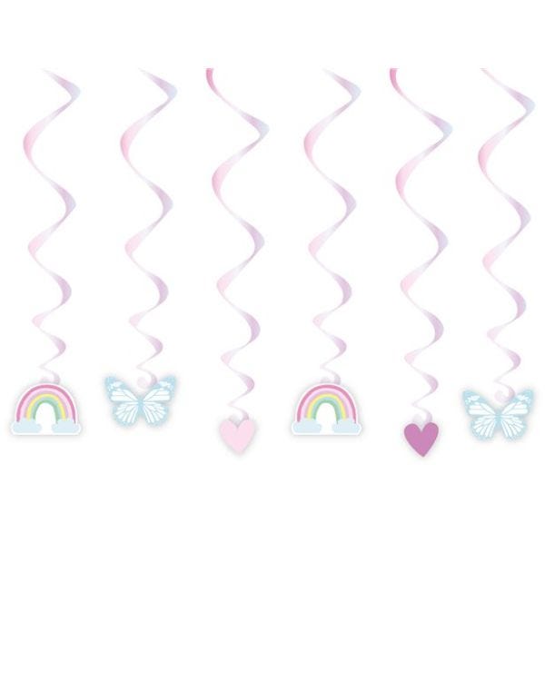 Fairy Princess Hanging Swirl Decorations (6pk)