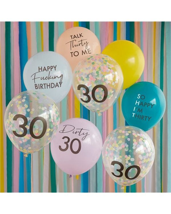 Happy Fucking Birthday 30th Latex Balloons - 12&quot; (8pk)
