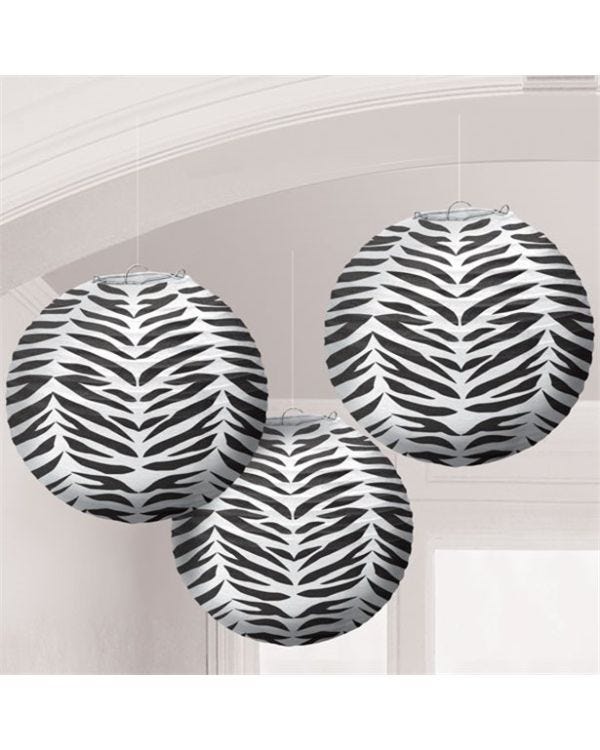 Zebra Paper Lantern Decorations - 24cm