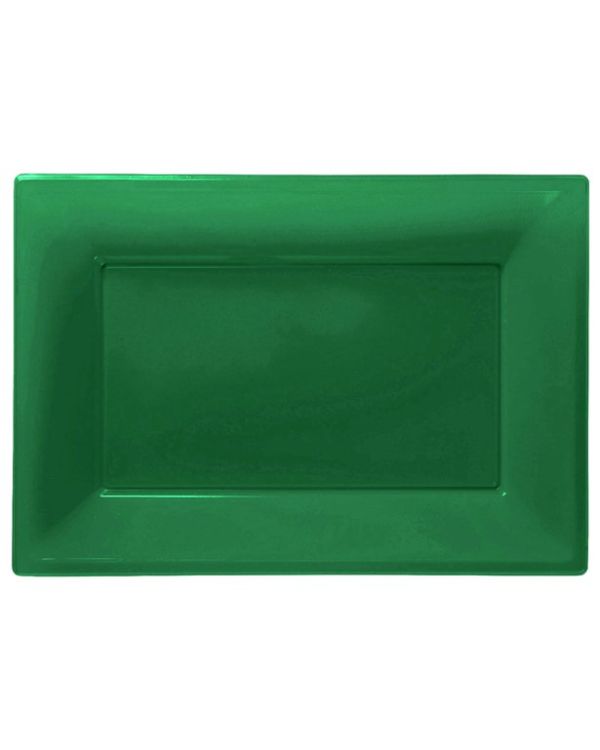 Green Plastic Serving Platters - 23cm x 32cm (3pk)