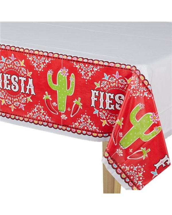 Mexican Fiesta Plastic Table Cover - 1.37m x 2.59m