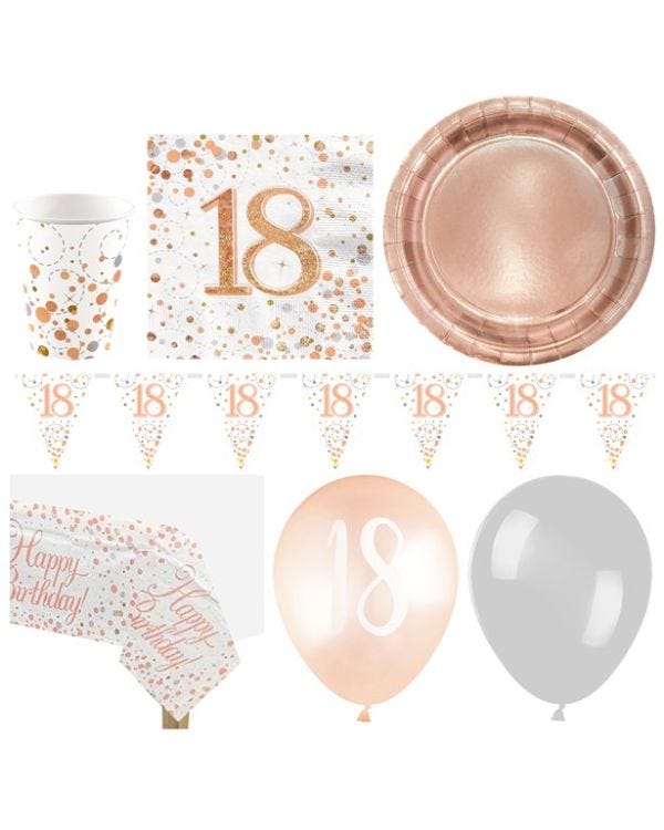 18th Sparkling Fizz Birthday Party Pack - Deluxe Party Pack For 16