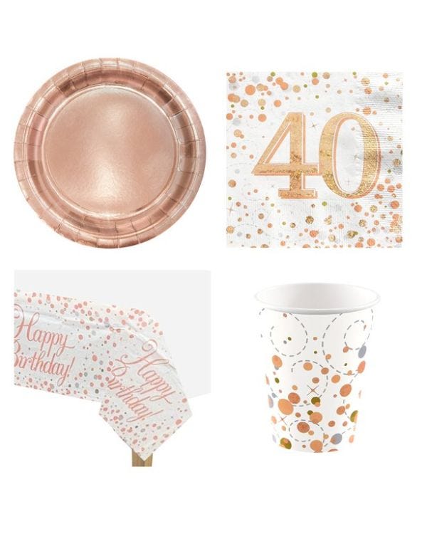 40th Sparkling Fizz Birthday Party Pack - Value Pack for 8