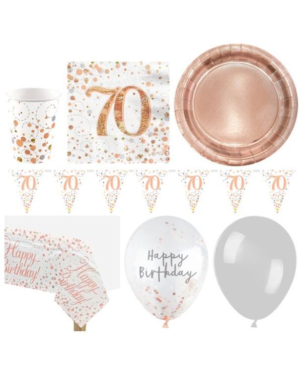 70th Sparkling Fizz Birthday Party Pack - Deluxe Party Pack For 16