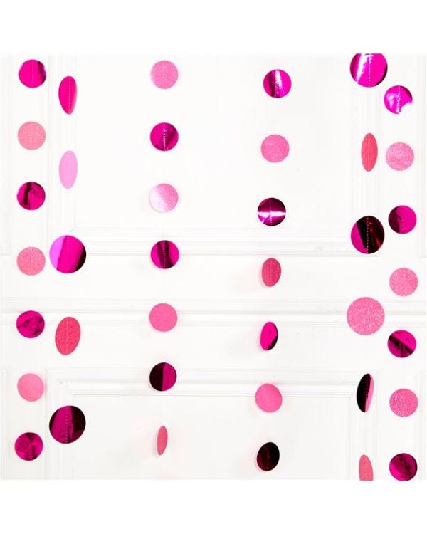 Bright Pink Glitter Hanging String Decorations - 2.1m (6pk)