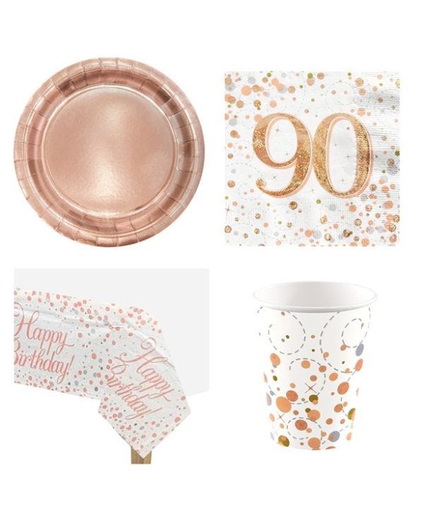 90th Sparkling Fizz Birthday Party Pack - Value Pack for 8