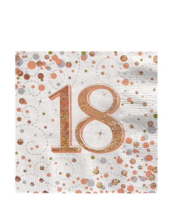 Sparkling Fizz Happy 18th Birthday Napkins - 33cm (16pk)