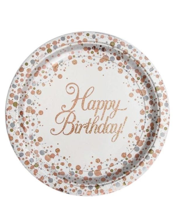 Sparkling Fizz Happy Birthday Paper Plate - 23cm (8pk)