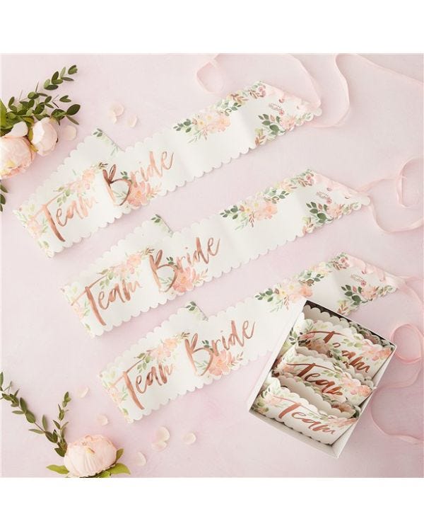 Floral Hen Party Team Bride Sashes (6pk)
