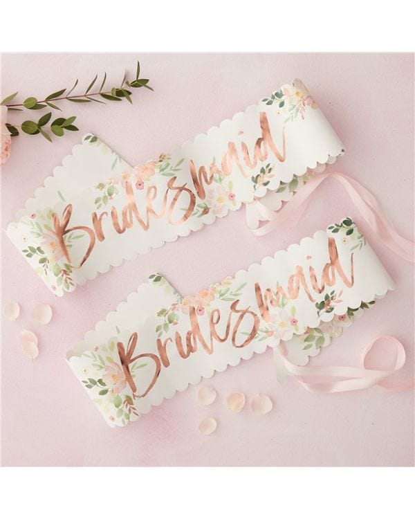 Floral Hen Party &#039;Bridesmaid&#039; Sashes (2pk)
