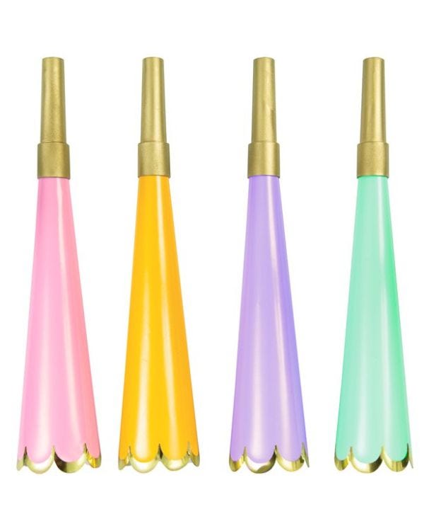 Scalloped Edge Colourful Foiled Party Blowers (4pk)