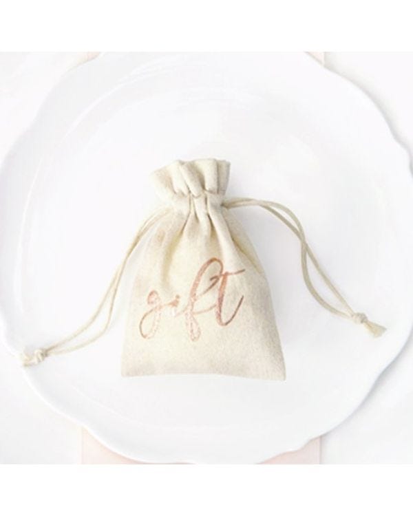 Rose Gold Cotton Gift Pouches - 7.5cm x 10cm (10pk)