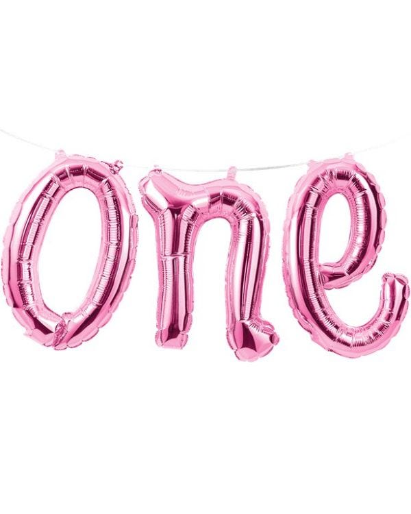 Age One Pink Phrase Balloon Bunting - 12&quot; Foil