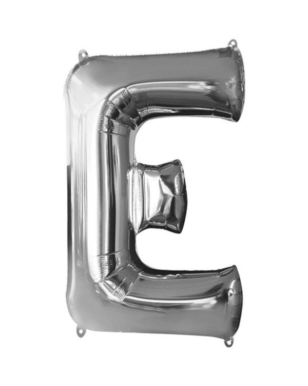 Silver Letter E Balloon - 16&quot; Foil