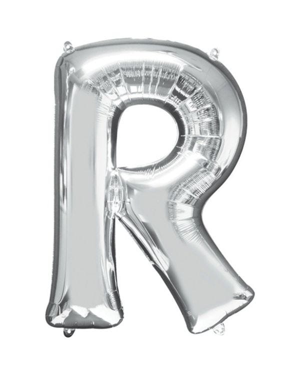 Silver Letter R Balloon - 16&quot; Foil