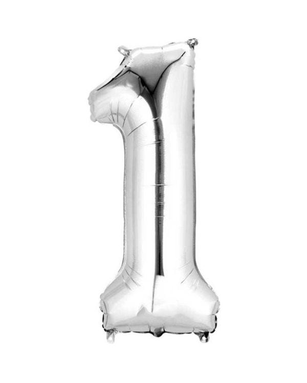 Silver Number 1 Balloon - 16&quot; Foil