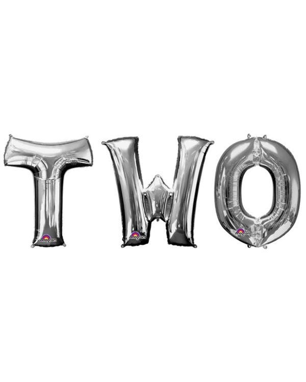 &#039;TWO&#039; Silver Foil Balloon Kit - 34&quot;