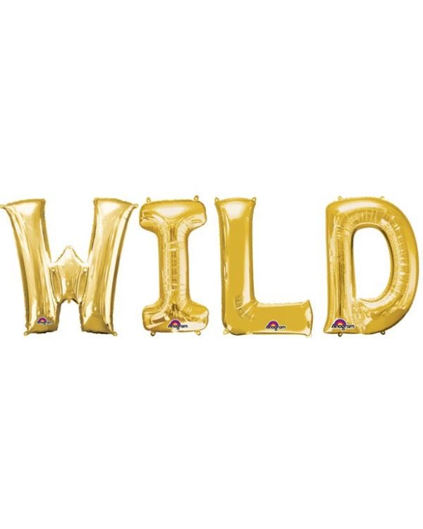 &#039;WILD&#039; Gold Balloon Kit - 16&quot; Foils