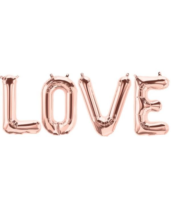 &quot;LOVE&quot; Rose Gold Balloons - 16&quot; Foil