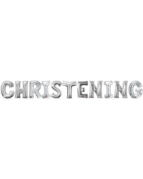 &#039;Christening&#039; Silver Foil Balloon Kit - 16&quot;