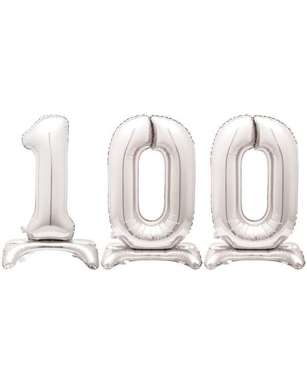 Silver 100 Standing Balloon Kit - 30&quot; Foil