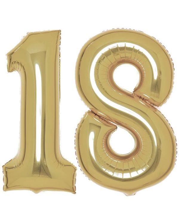 Age 18 White Gold Foil Balloon Kit - 34&quot;