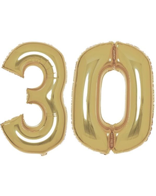 Age 30 White Gold Foil Balloon Kit - 34&quot;