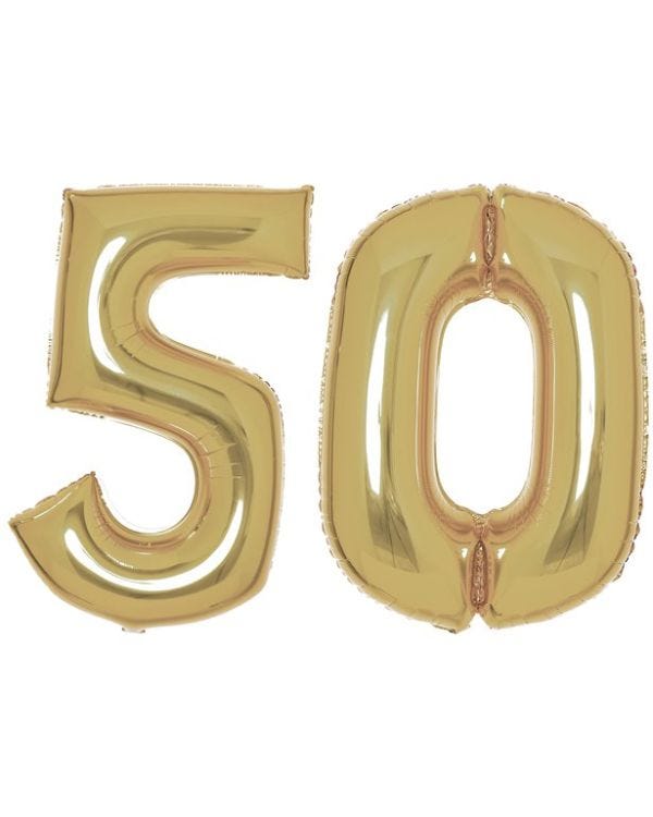 Age 50 White Gold Foil Balloon Kit - 34&quot;
