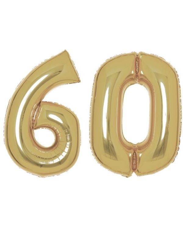 Age 60 White Gold Foil Balloon Kit - 34&quot;