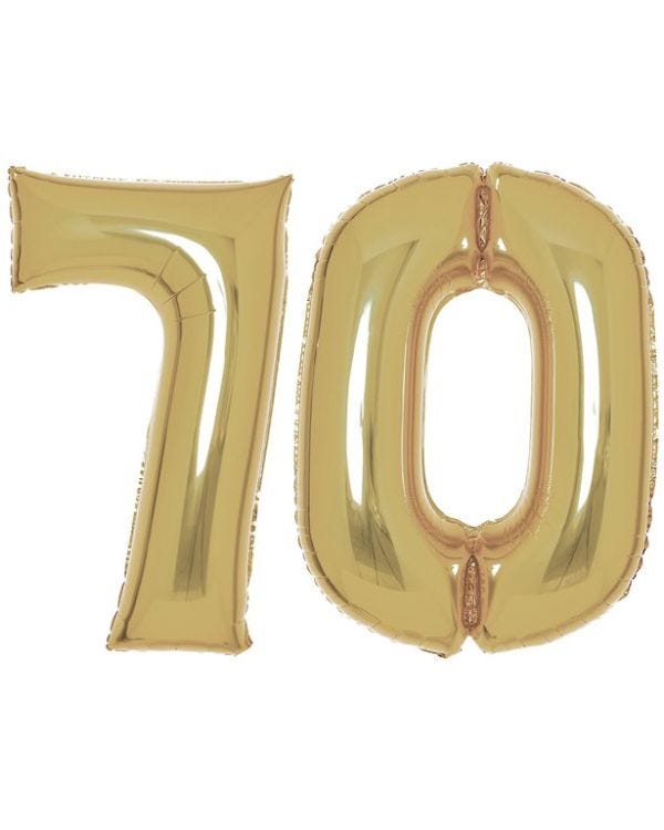 Age 70 White Gold Foil Balloon Kit - 34&quot;