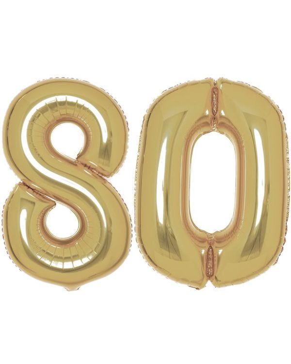 Age 80 White Gold Foil Balloon Kit - 34&quot;
