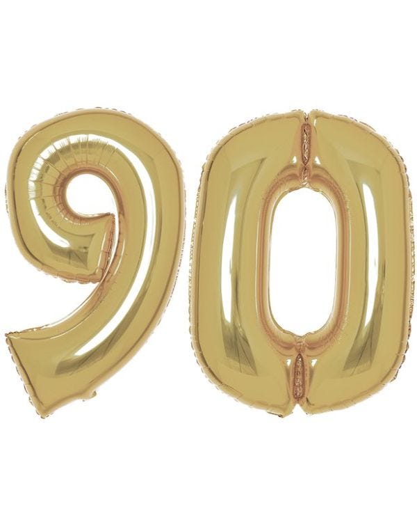 Age 90 White Gold Foil Balloon Kit - 34&quot;