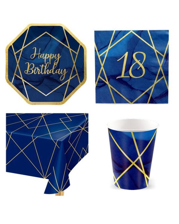 18th Navy &amp; Gold Geode - Value Party Pack for 8