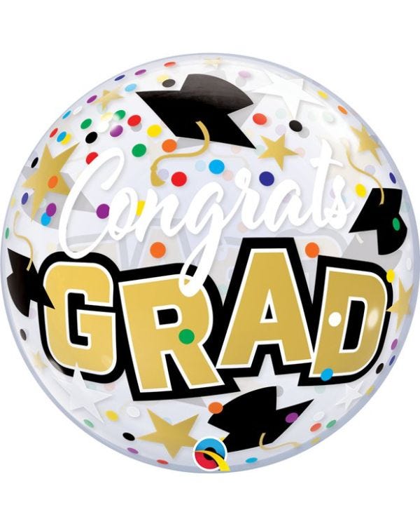 Congrats Grad Stars &amp; Dots Bubble Balloon - 22&quot;