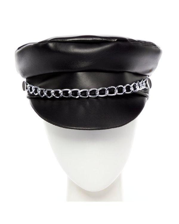 Black Punk Rock Biker Cap